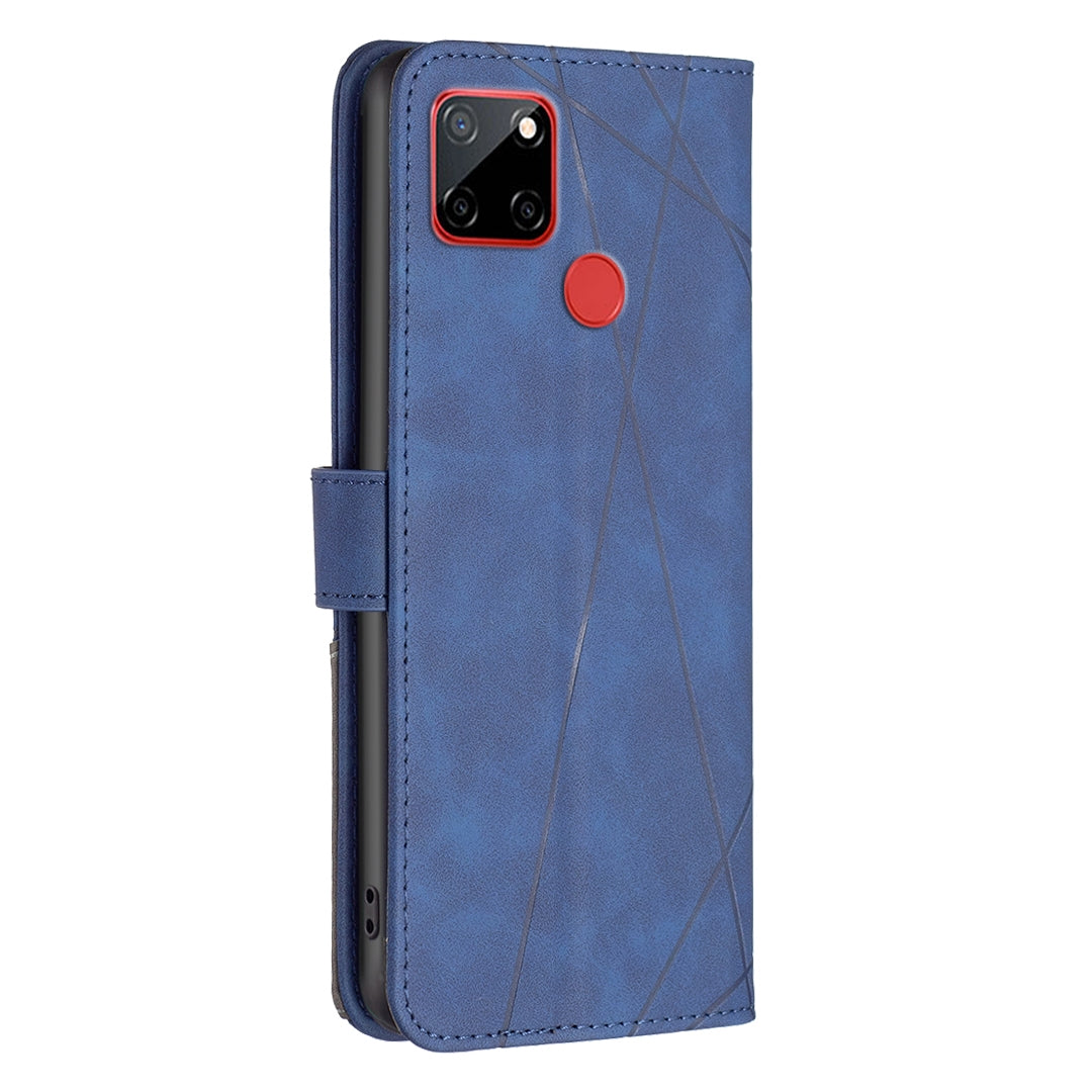 Nokia C12 Rhombus Texture Leather Phone Case with Magnetic Buckle and Card Holder