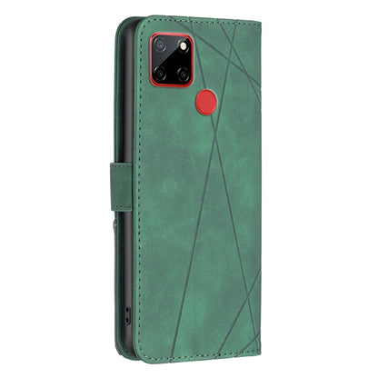 Nokia C12 Rhombus Texture Leather Phone Case with Magnetic Buckle and Card Holder
