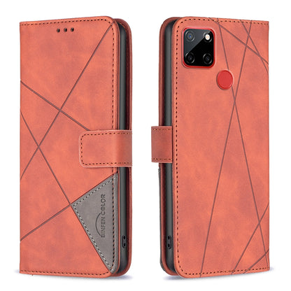 Nokia C12 Rhombus Texture Leather Phone Case with Magnetic Buckle and Card Holder