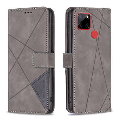 Nokia C12 Rhombus Texture Leather Phone Case with Magnetic Buckle and Card Holder