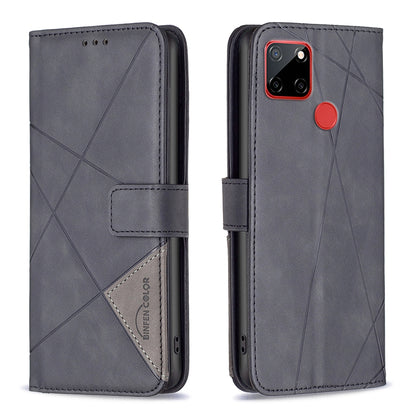 Nokia C12 Rhombus Texture Leather Phone Case with Magnetic Buckle and Card Holder