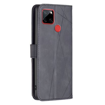Nokia C12 Rhombus Texture Leather Phone Case with Magnetic Buckle and Card Holder