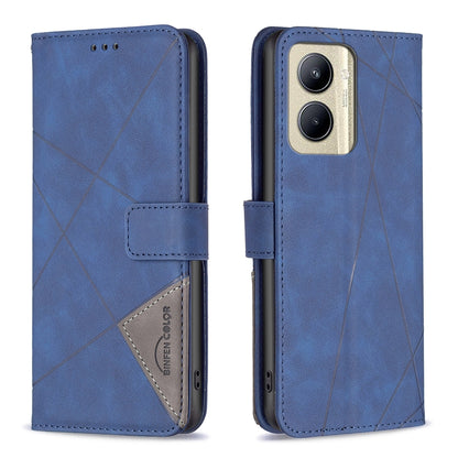 Realme C33 Rhombus Texture Leather Phone Case with Magnetic Buckle and Card Holder