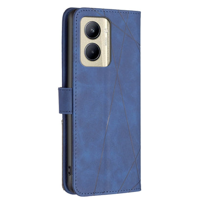 Realme C33 Rhombus Texture Leather Phone Case with Magnetic Buckle and Card Holder