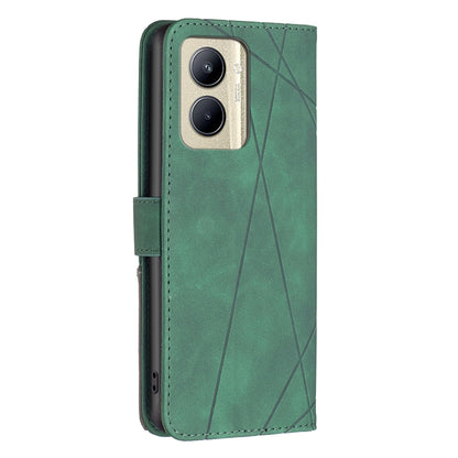Realme C33 Rhombus Texture Leather Phone Case with Magnetic Buckle and Card Holder