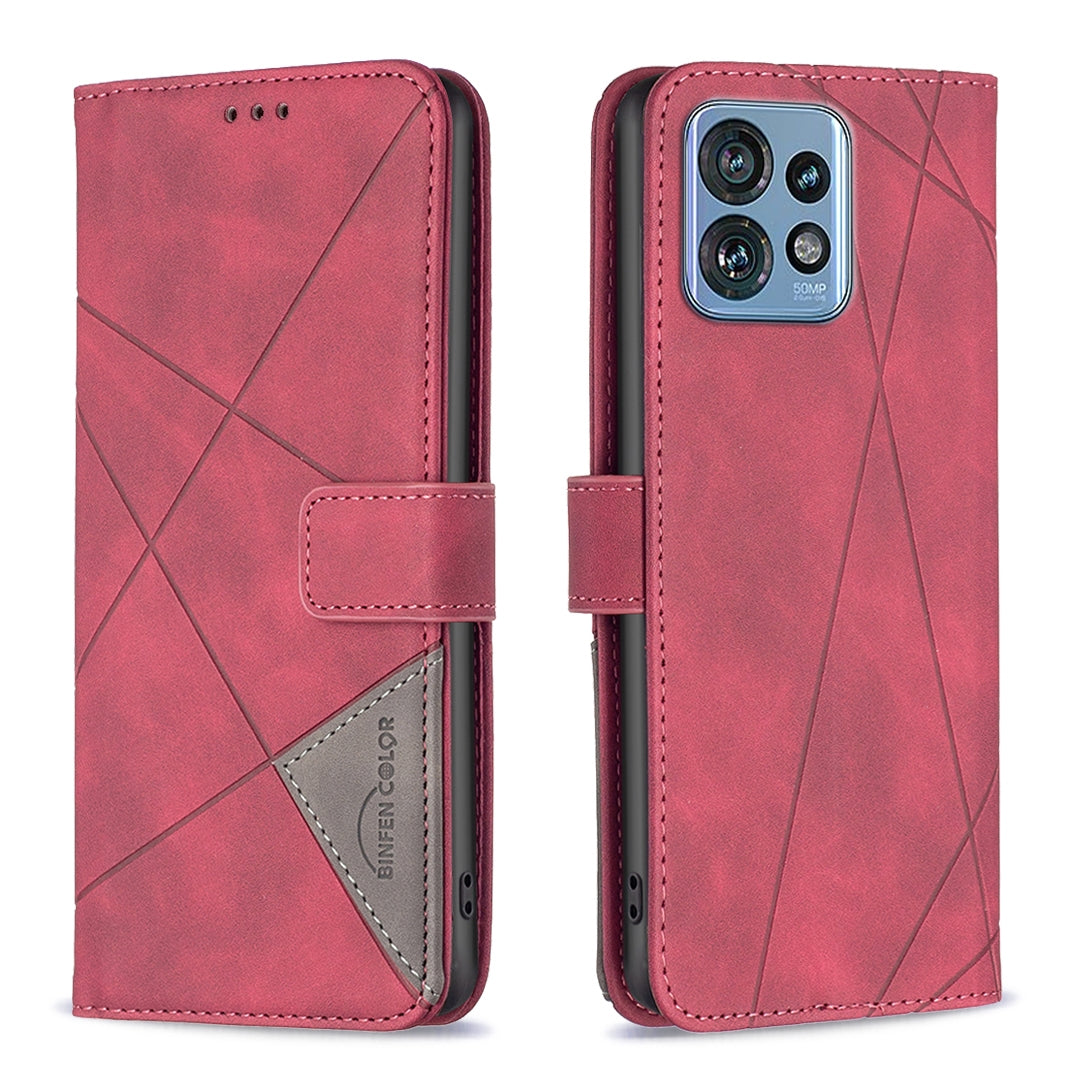 Motorola Moto X40 Rhombus Texture Leather Phone Case with Magnetic Buckle and Card Holder