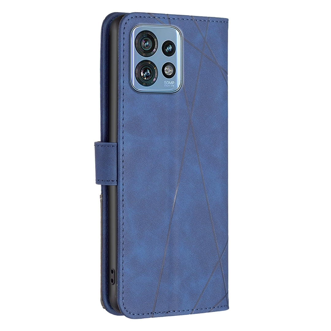 Motorola Moto X40 Rhombus Texture Leather Phone Case with Magnetic Buckle and Card Holder