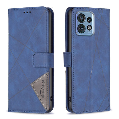 Motorola Moto X40 Rhombus Texture Leather Phone Case with Magnetic Buckle and Card Holder