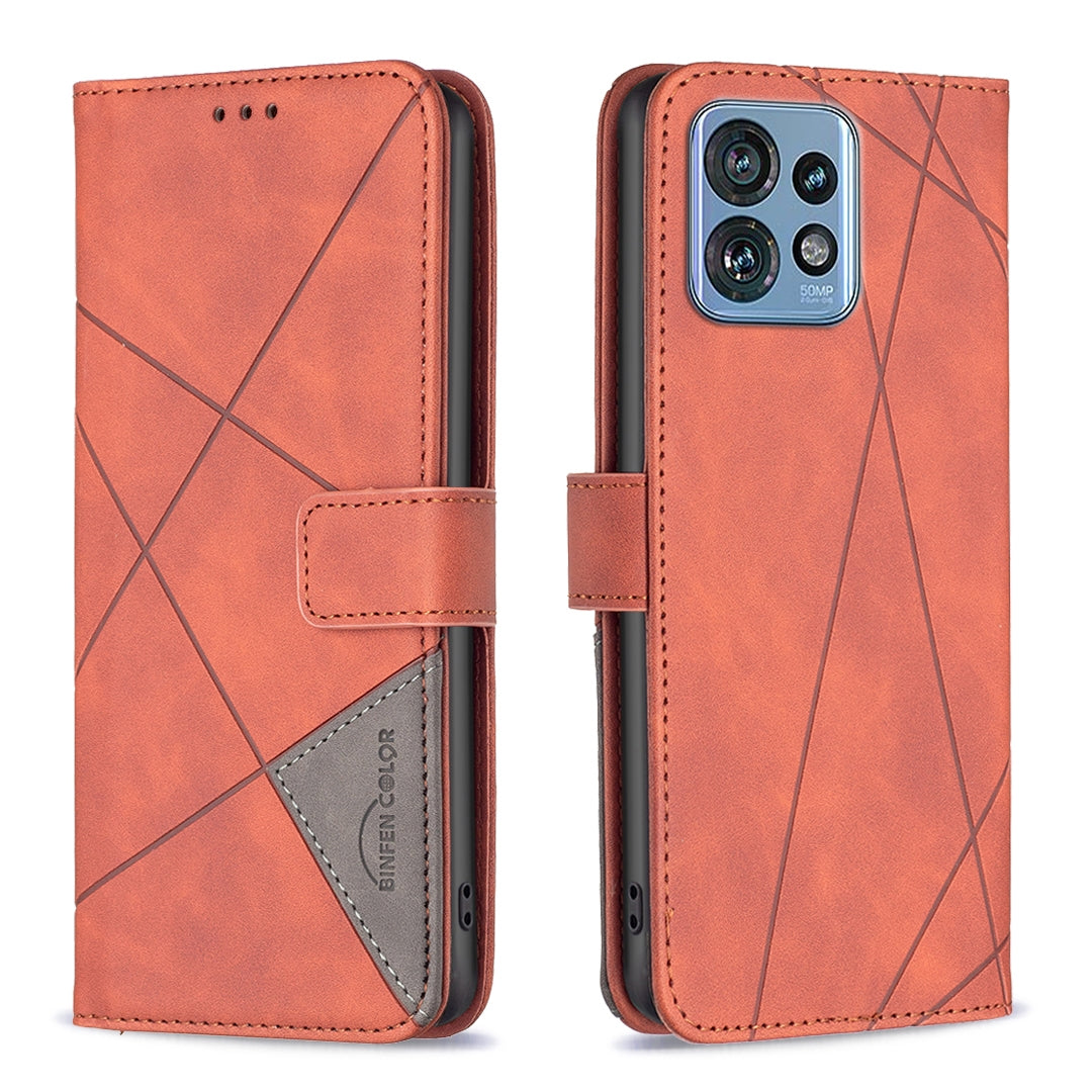 Motorola Moto X40 Rhombus Texture Leather Phone Case with Magnetic Buckle and Card Holder