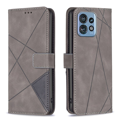 Motorola Edge 40 Pro 5G Rhombus Texture Leather Phone Case with Magnetic Buckle and Card Holder