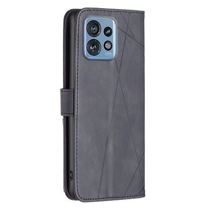 Motorola Edge 40 Pro 5G Rhombus Texture Leather Phone Case with Magnetic Buckle and Card Holder