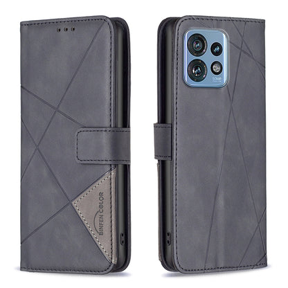 Motorola Moto X40 Rhombus Texture Leather Phone Case with Magnetic Buckle and Card Holder