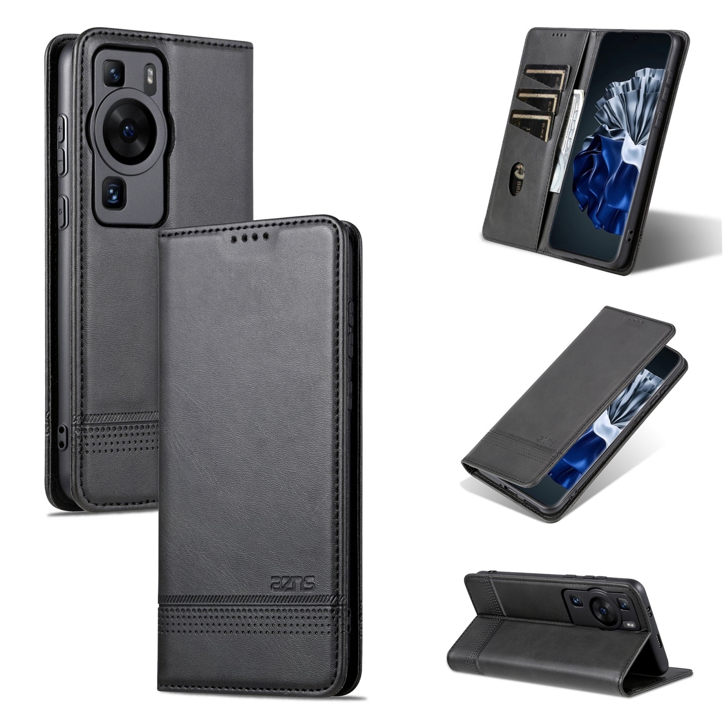 Huawei P60/P60 Pro Leather Wallet Case with Card Holder & Magnetic Closure