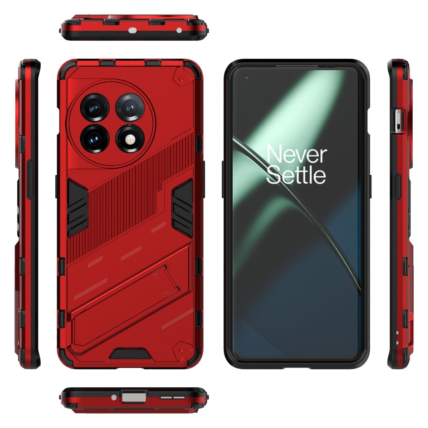 OnePlus 11 5G Shockproof Phone Case - Punk Armor 2-in-1 PC + TPU with Invisible Holder