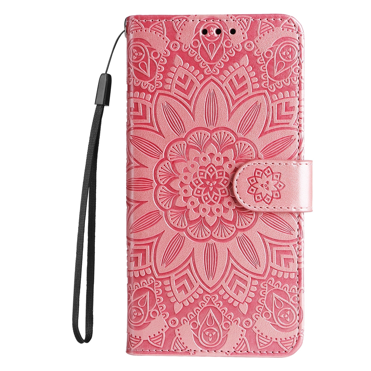 Realme C55 Sunflower Embossed Leather Wallet Phone Case with Kickstand and Card Holder