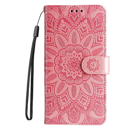 Realme C55 Sunflower Embossed Leather Wallet Phone Case with Kickstand and Card Holder
