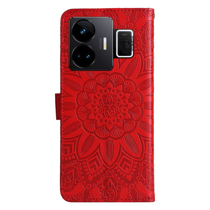 Realme GT Neo 5 5G Sunflower Embossed Leather Wallet Phone Case with Kickstand and Card Holder