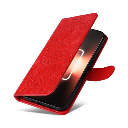 Realme GT Neo 5 5G Sunflower Embossed Leather Wallet Phone Case with Kickstand and Card Holder