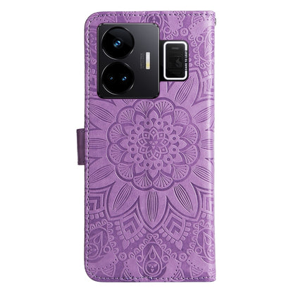 Realme GT Neo 5 5G Sunflower Embossed Leather Wallet Phone Case with Kickstand and Card Holder