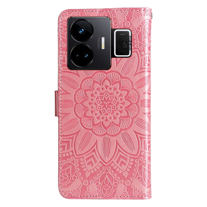 Realme GT Neo 5 5G Sunflower Embossed Leather Wallet Phone Case with Kickstand and Card Holder