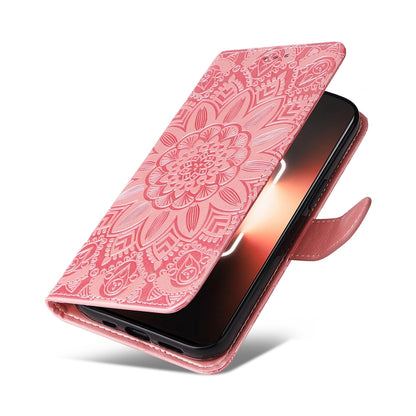 Realme GT Neo 5 5G Sunflower Embossed Leather Wallet Phone Case with Kickstand and Card Holder