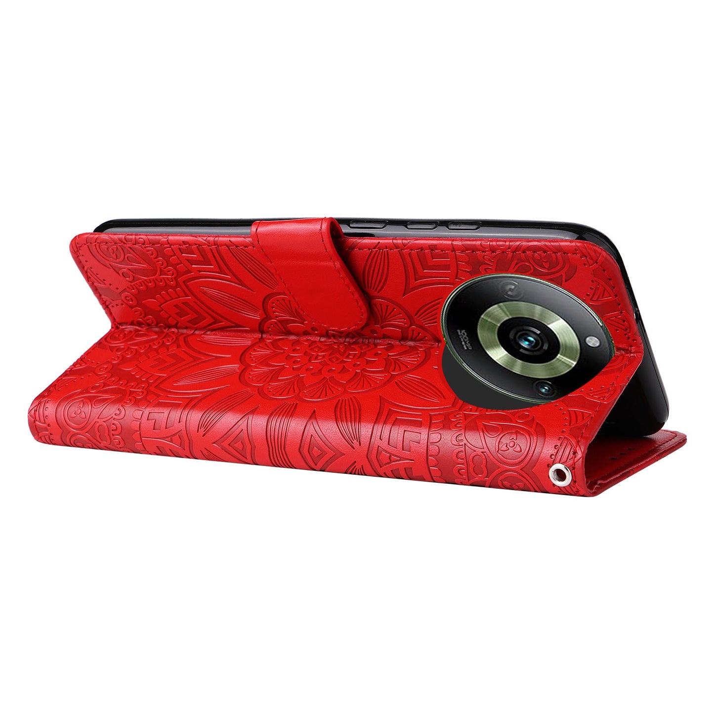 Realme 11 Pro Sunflower Embossed Leather Wallet Phone Case with Kickstand and Card Holder