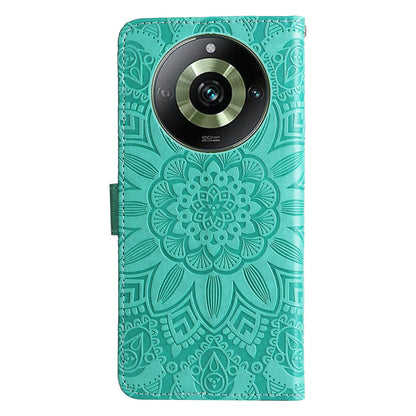 Realme 11 Pro+ Sunflower Embossed Leather Wallet Phone Case with Kickstand and Card Holder