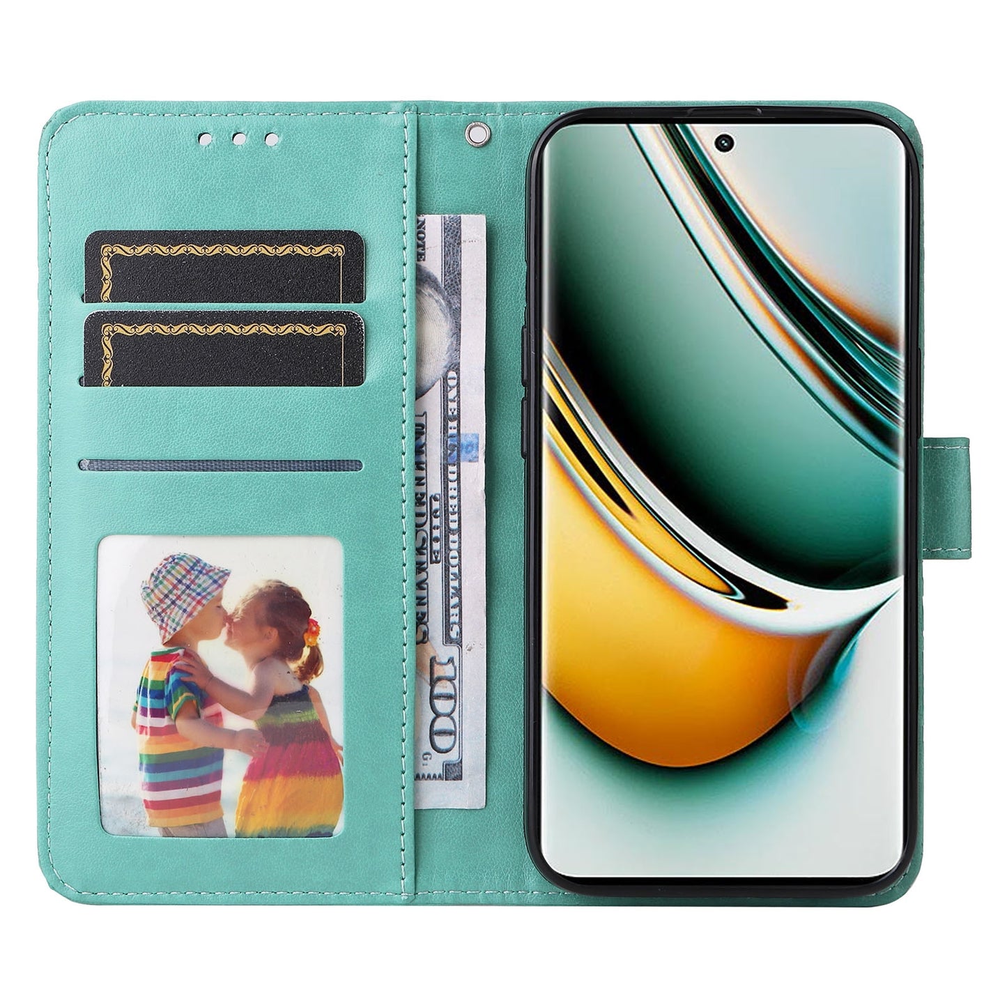 Realme 11 Pro+ Sunflower Embossed Leather Wallet Phone Case with Kickstand and Card Holder