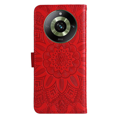Realme 11 Sunflower Embossed Leather Wallet Phone Case with Kickstand and Card Holder