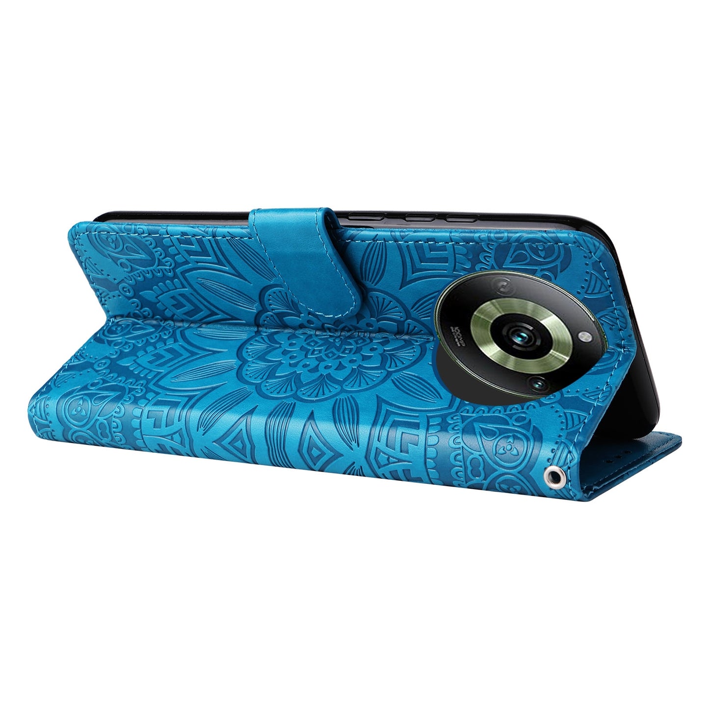 Realme 11 Sunflower Embossed Leather Wallet Phone Case with Kickstand and Card Holder