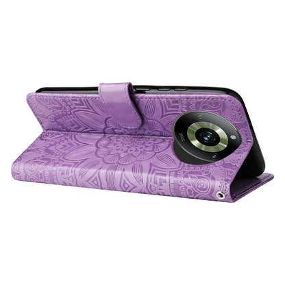 Realme 11 Sunflower Embossed Leather Wallet Phone Case with Kickstand and Card Holder