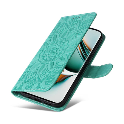 Realme 11 Sunflower Embossed Leather Wallet Phone Case with Kickstand and Card Holder