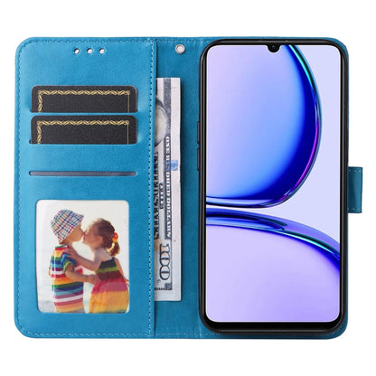 Realme Narzo N53 Sunflower Embossed Leather Wallet Phone Case with Kickstand and Card Holder