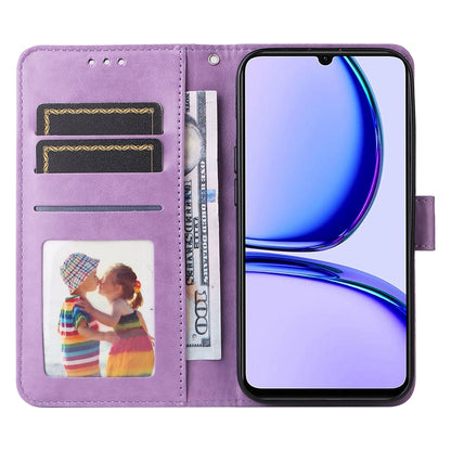 Realme Narzo N53 Sunflower Embossed Leather Wallet Phone Case with Kickstand and Card Holder