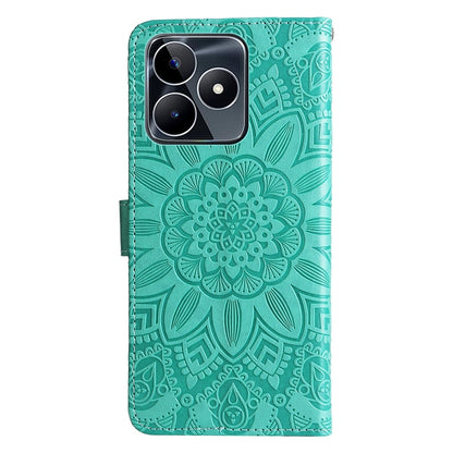 Realme C53 Sunflower Embossed Leather Wallet Phone Case with Kickstand and Card Holder