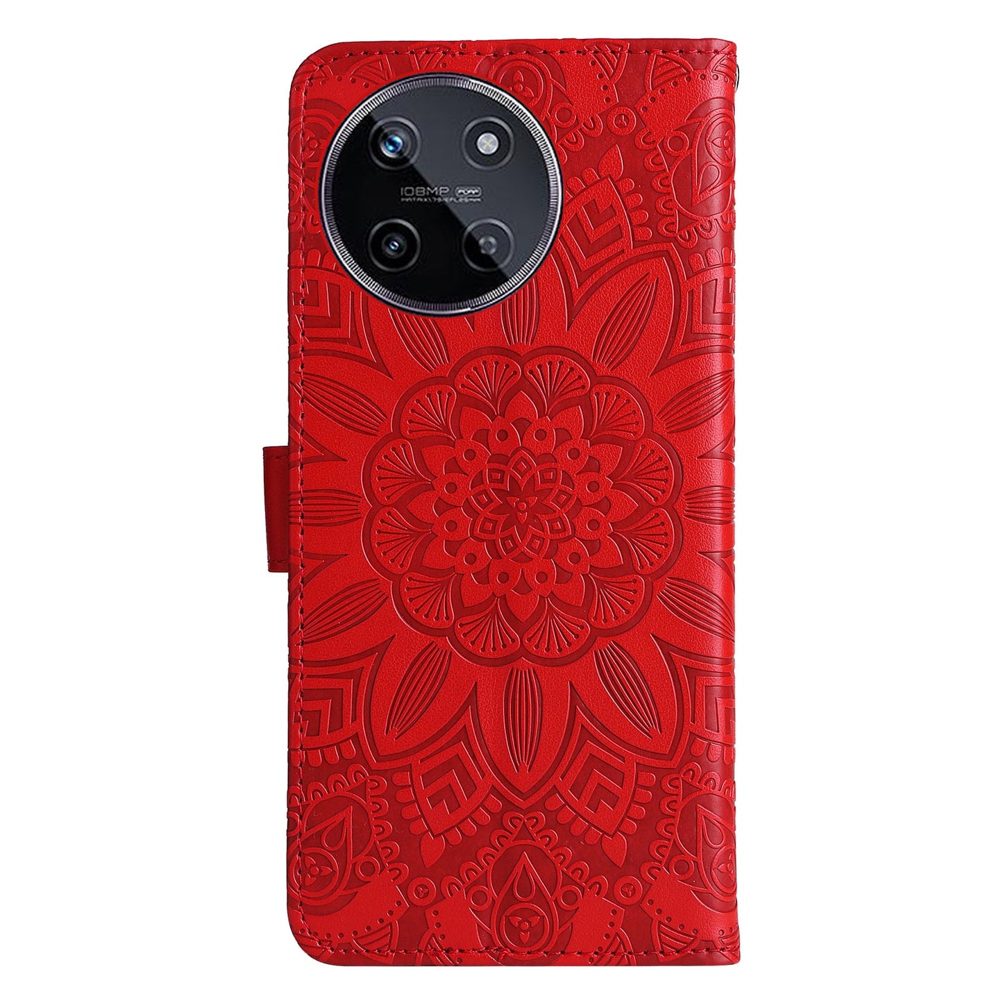 Realme 11 4G Global Sunflower Embossed Leather Wallet Phone Case with Kickstand and Card Holder