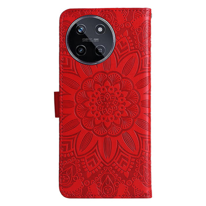 Realme 11 4G Global Sunflower Embossed Leather Wallet Phone Case with Kickstand and Card Holder