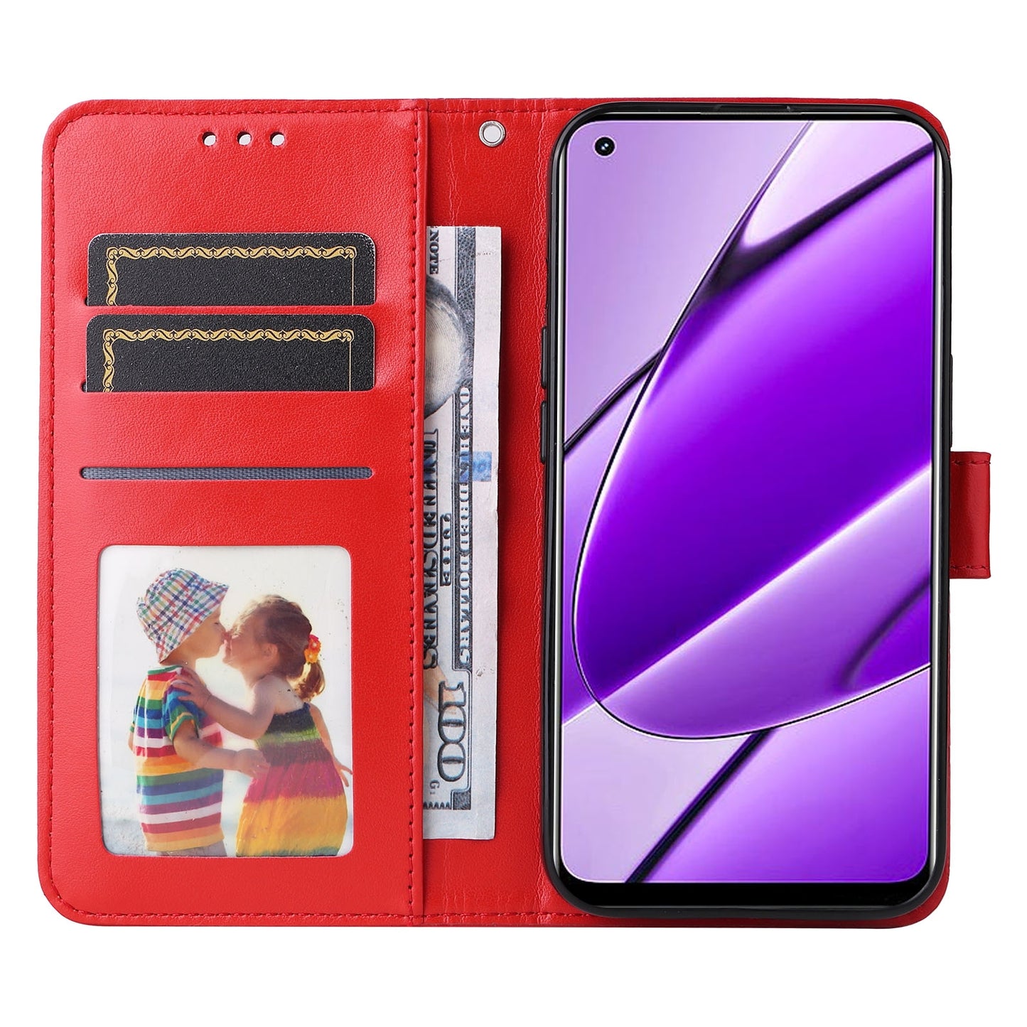 Realme 11 4G Global Sunflower Embossed Leather Wallet Phone Case with Kickstand and Card Holder