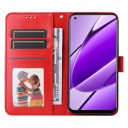 Realme 11 4G Global Sunflower Embossed Leather Wallet Phone Case with Kickstand and Card Holder