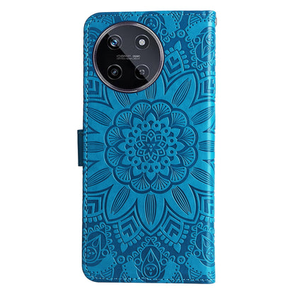 Realme 11 4G Global Sunflower Embossed Leather Wallet Phone Case with Kickstand and Card Holder