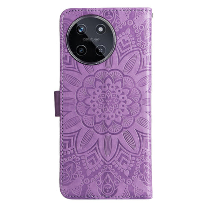 Realme 11 4G Global Sunflower Embossed Leather Wallet Phone Case with Kickstand and Card Holder