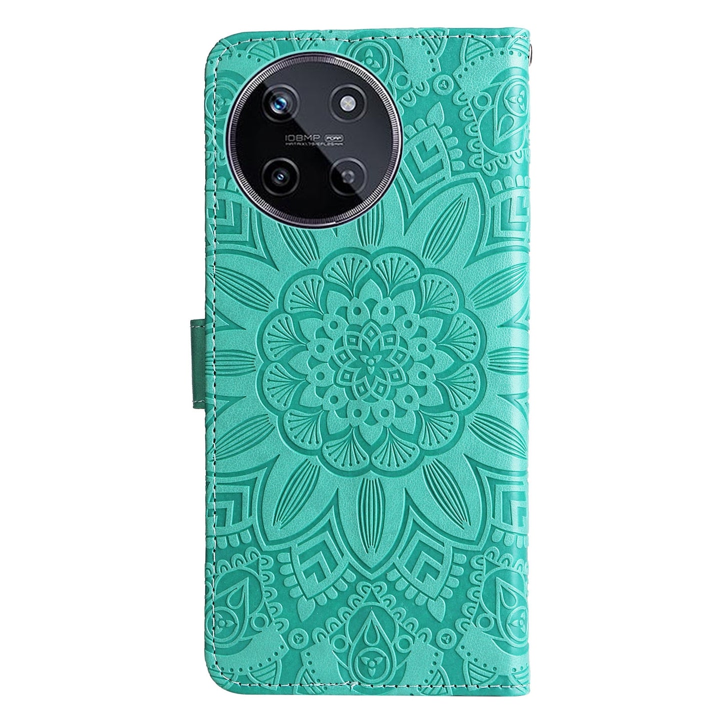 Realme 11 4G Global Sunflower Embossed Leather Wallet Phone Case with Kickstand and Card Holder