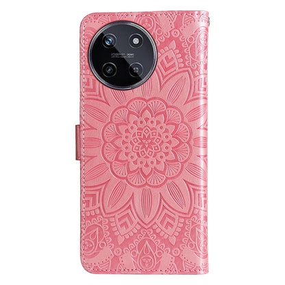 Realme 11 4G Global Sunflower Embossed Leather Wallet Phone Case with Kickstand and Card Holder