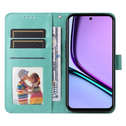 Realme C67 4G Global Sunflower Embossed Leather Wallet Phone Case with Kickstand and Card Holder