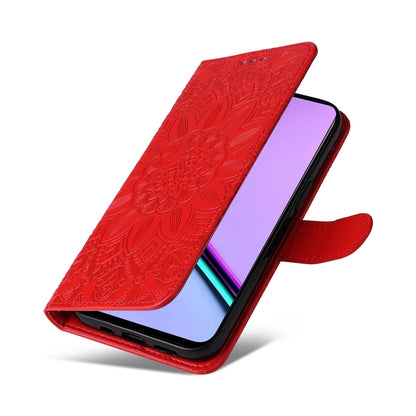 Realme C67 5G Global Sunflower Embossed Leather Wallet Phone Case with Kickstand and Card Holder