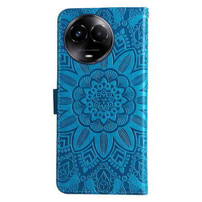 Realme 11 5G Taiwan Version Sunflower Embossed Leather Wallet Phone Case with Kickstand and Card Holder