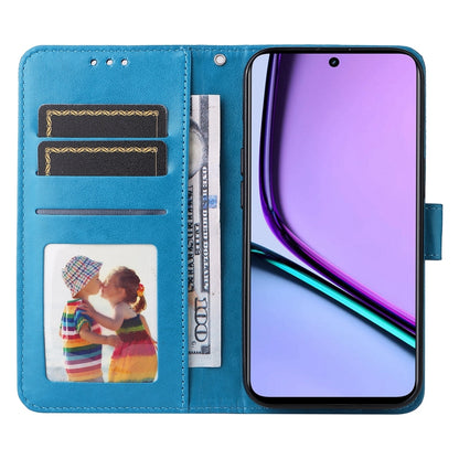 Realme 11 5G Taiwan Version Sunflower Embossed Leather Wallet Phone Case with Kickstand and Card Holder