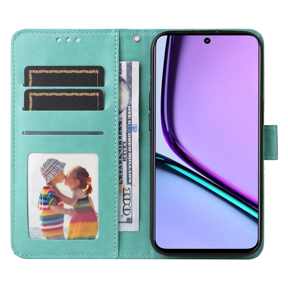 Realme C67 5G Global Sunflower Embossed Leather Wallet Phone Case with Kickstand and Card Holder