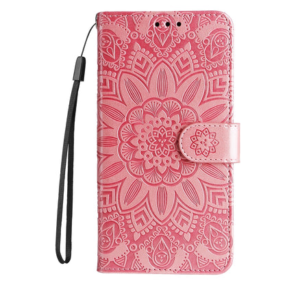 Realme C67 5G Global Sunflower Embossed Leather Wallet Phone Case with Kickstand and Card Holder