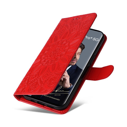 Realme 12 Pro+ Sunflower Embossed Leather Wallet Phone Case with Kickstand and Card Holder